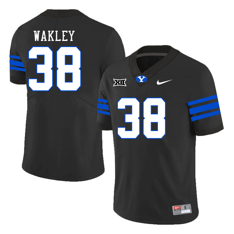 BYU Cougars #38 Crew Wakley Big 12 Conference College Football Jerseys Stitched Sale-Black